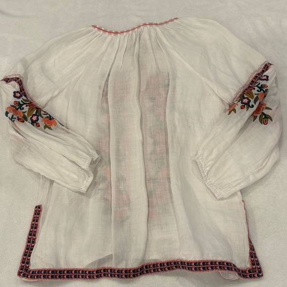 Johnny Was White Blouse with Red and Green Embroidery - Picture 7 of 7